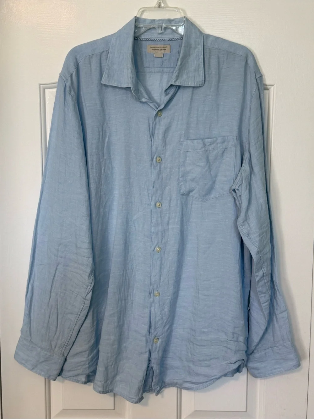 Banana Republic 100% Linen Button Down Shirt Blue Men’s XL Long Sleeve Casual